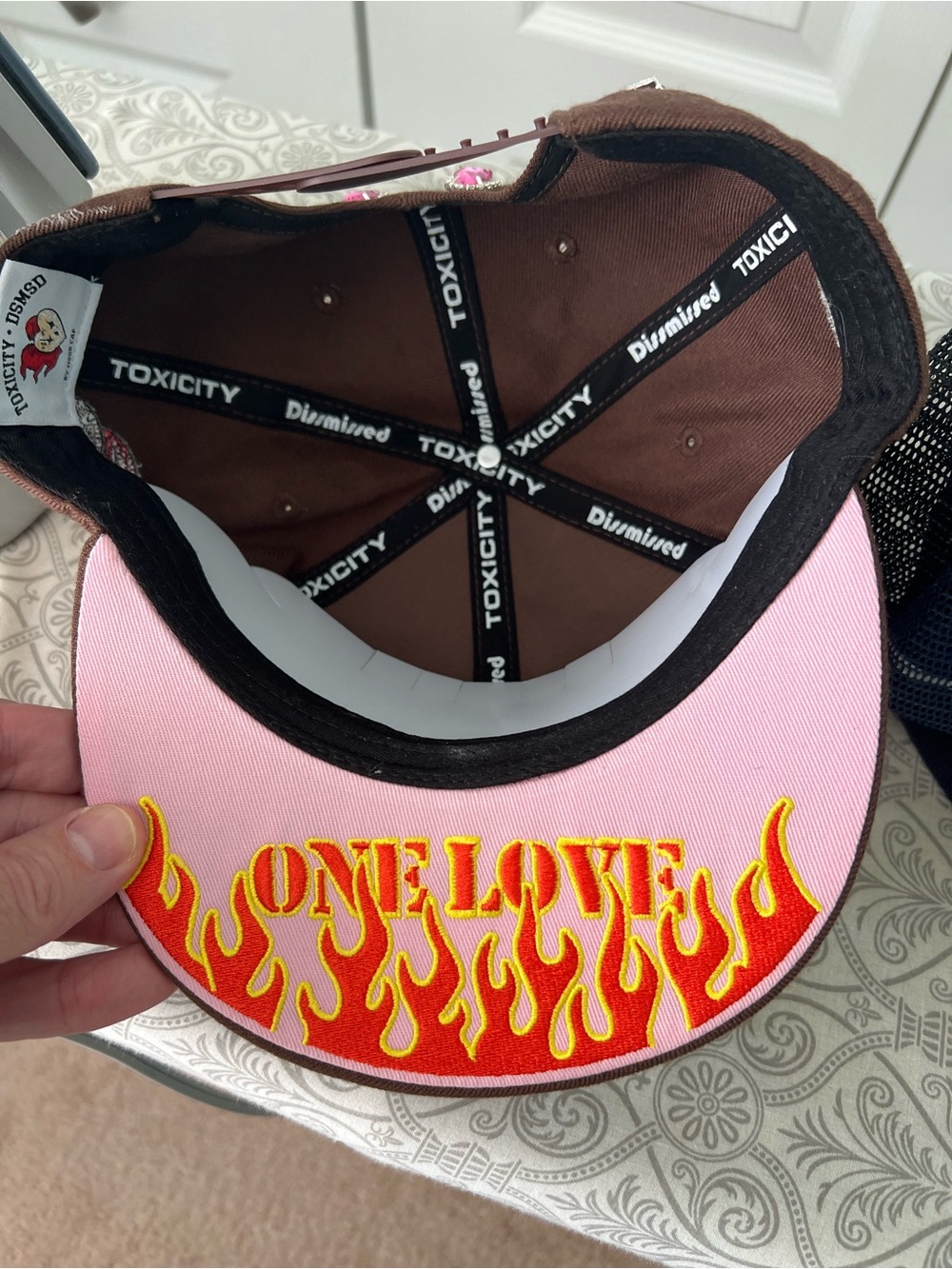 Toxicity Embroidered Brown Baseball Cap with Jewel Accents - Picture 5 of 6